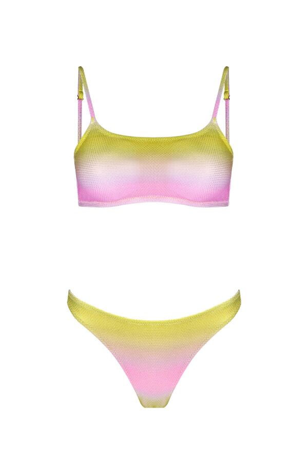 Ayyıldız 4636 Sarı Pembe Simli Bikini Takımı - 4
