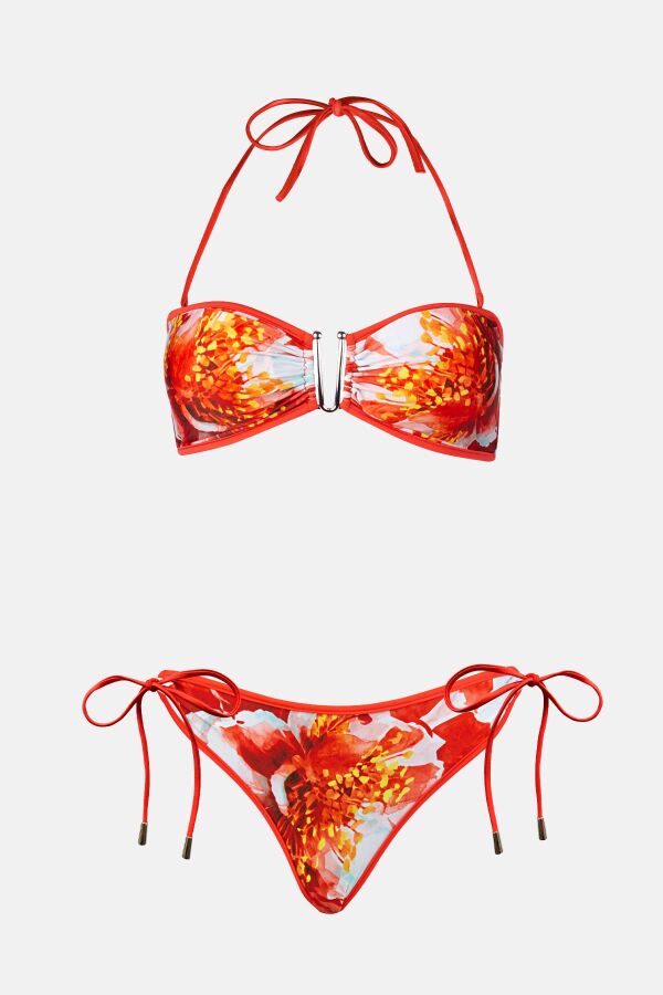 Ayyıldız 4638 Koral Desenli Straplez Bikini Takımı - 6