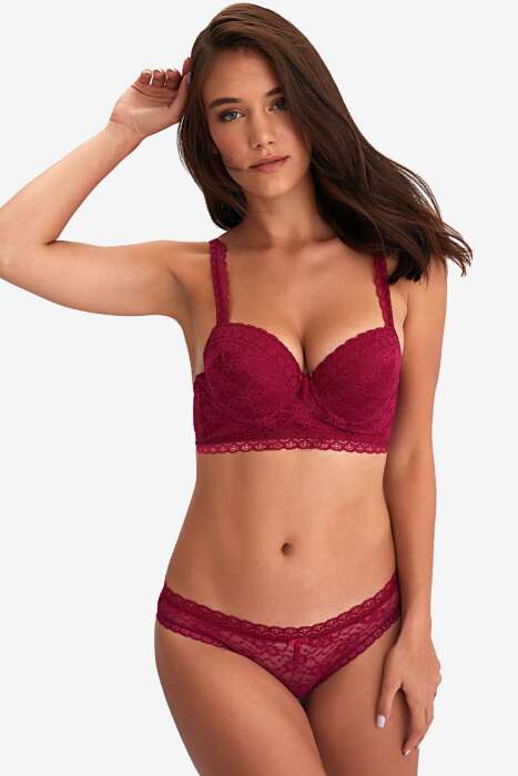 Ayyıldız 464 Bordo Büstiyer Takım - AYYILDIZ