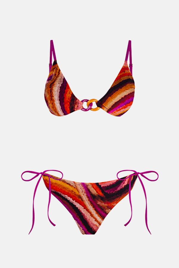 Ayyıldız 4642 Turuncu Mor Desenli Bikini Takımı - 4