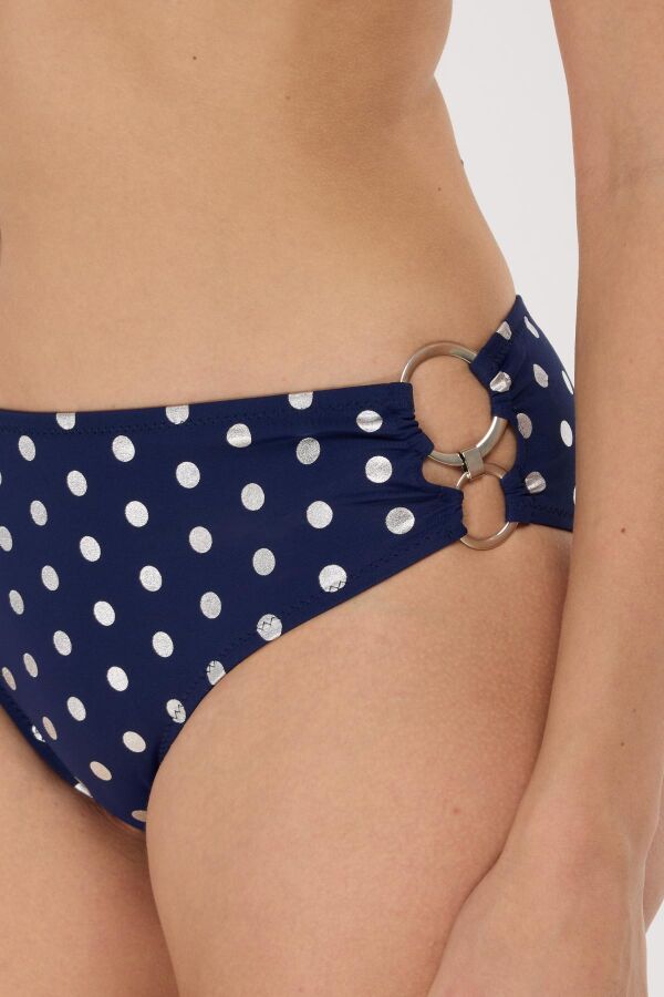 Ayyıldız 4600 Gümüş Puantiyeli Lacivert Straplez Bikini Takımı - 4