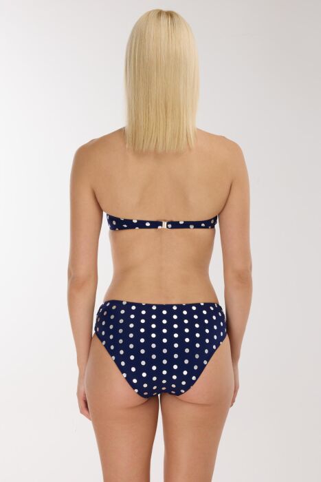 Ayyıldız 4600 Gümüş Puantiyeli Lacivert Straplez Bikini Takımı - 5