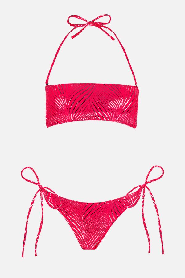 Ayyıldız 4644 Neon Kırmızı Straplez Bikini Takımı - 5