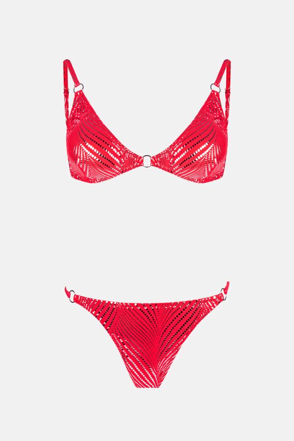 Ayyıldız 4645 Neon Kırmızı String Bikini Takımı - 4