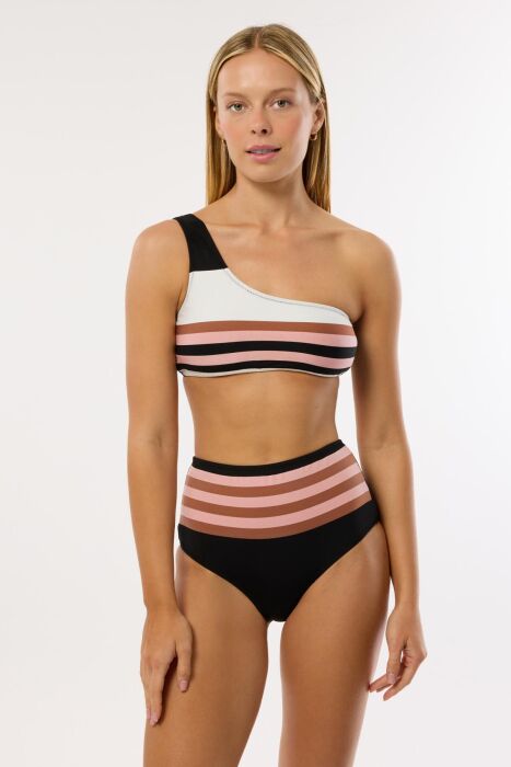 Ayyıldız 4648 Kahverengi Pembe Yüksek Bel Bikini Takımı - AYYILDIZ