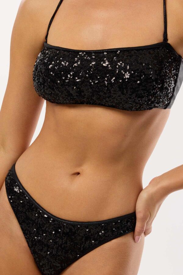 Ayyıldız 4661 Siyah Pul Payetli Bikini Takımı - 4