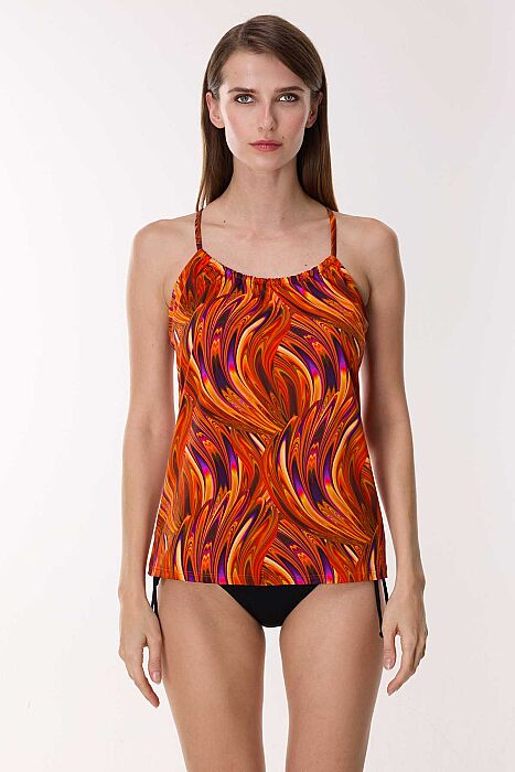 Ayyıldız 4668 Turuncu Desenli Tankini - 