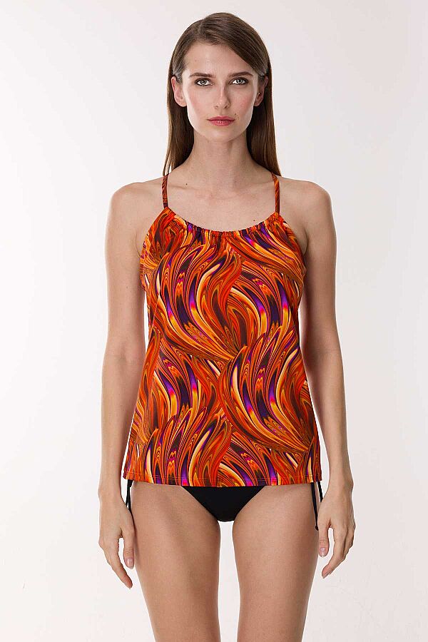 Ayyıldız 4668 Turuncu Desenli Tankini - 1