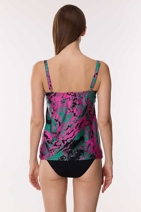 Ayyıldız 4671 Yeşil Pembe Desenli Tankini - 3