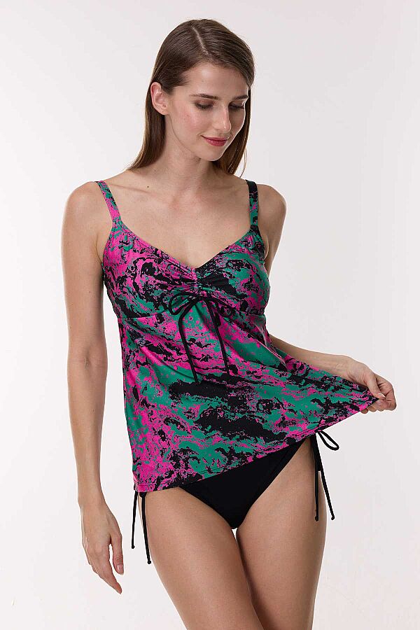 Ayyıldız 4671 Yeşil Pembe Desenli Tankini - 1