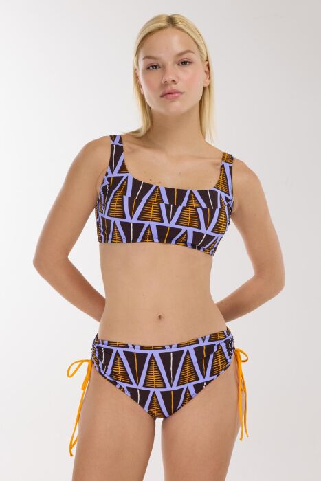 Ayyıldız 4676 Kahve Mor Bralet Yüksek Bel Bikini Takımı - 1