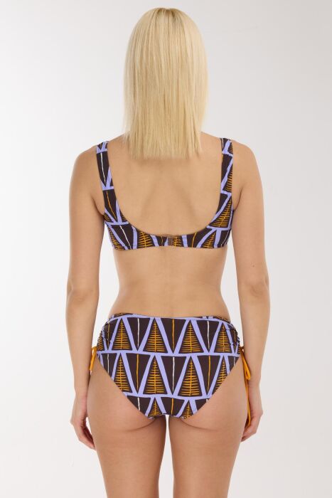 Ayyıldız 4676 Kahve Mor Bralet Yüksek Bel Bikini Takımı - 4