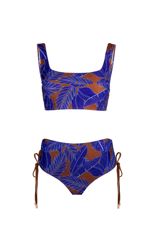 Ayyıldız 4676 Lila Kahverengi Bralet Yüksek Bel Bikini Takımı - 4