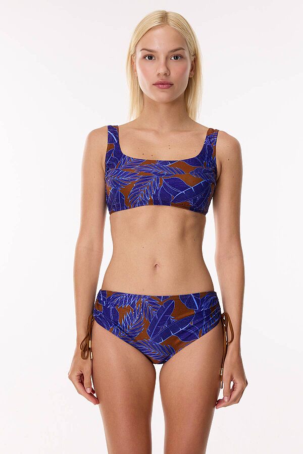 Ayyıldız 4676 Lila Kahverengi Bralet Yüksek Bel Bikini Takımı - 1