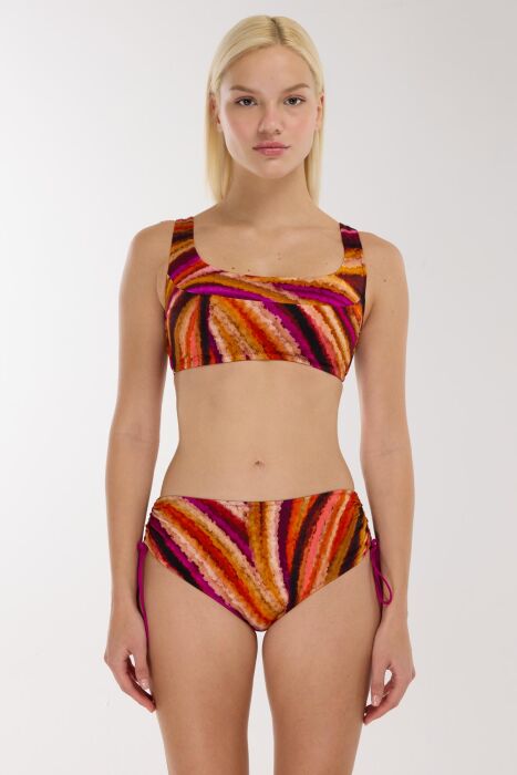 Ayyıldız 4676 Turuncu Mor Desenli Bikini Takımı - 1