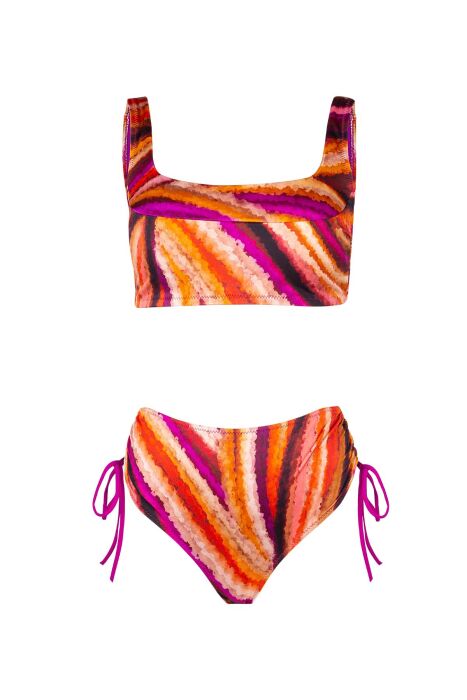 Ayyıldız 4676 Turuncu Mor Bralet Yüksek Bel Bikini Takımı - 5