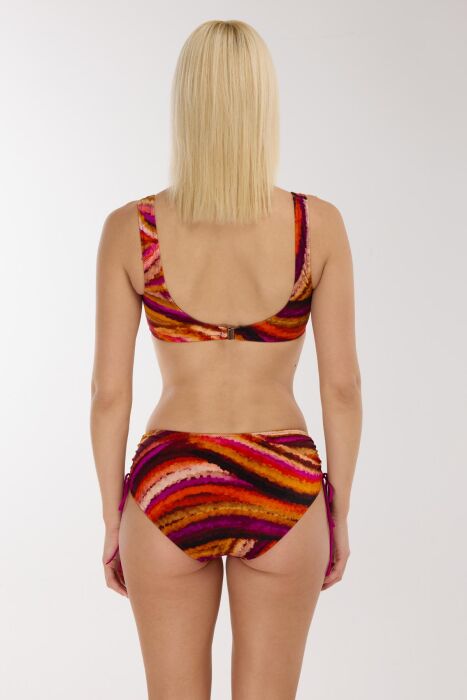Ayyıldız 4676 Turuncu Mor Bralet Yüksek Bel Bikini Takımı - 4