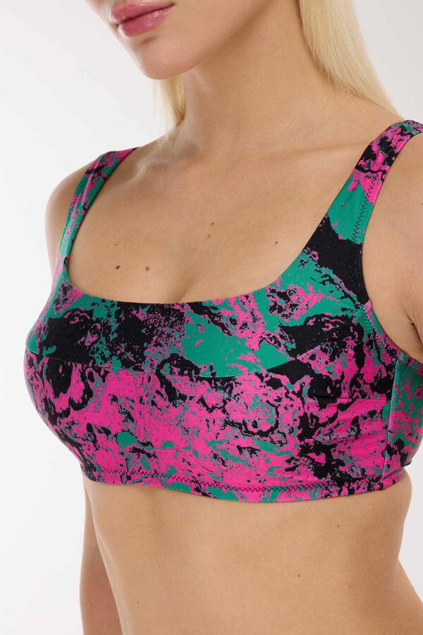 Ayyıldız 4676 Yeşil Pembe Bralet Yüksek Bel Bikini Takımı - 3