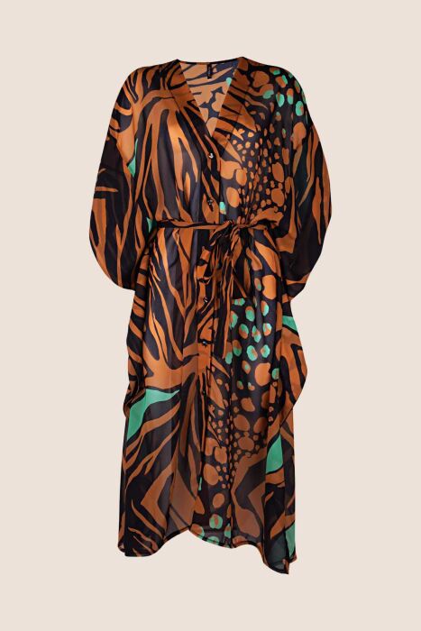 Ayyıldız 4800 Kahve Desenli Plaj Elbisesi - 4