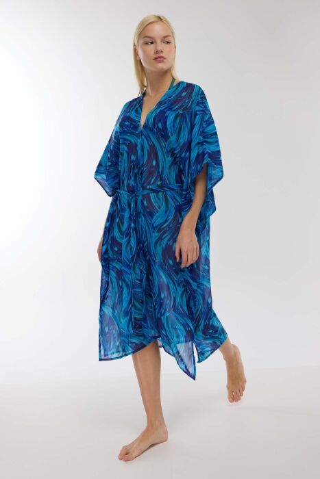 Ayyıldız 4800 Turkuaz Desenli Plaj Elbisesi - AYYILDIZ (1)