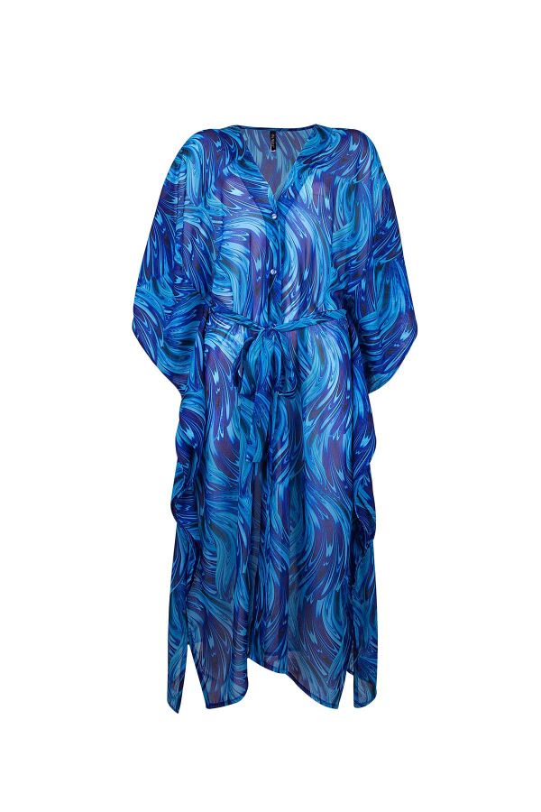 Ayyıldız 4800 Turkuaz Desenli Plaj Elbisesi - 4