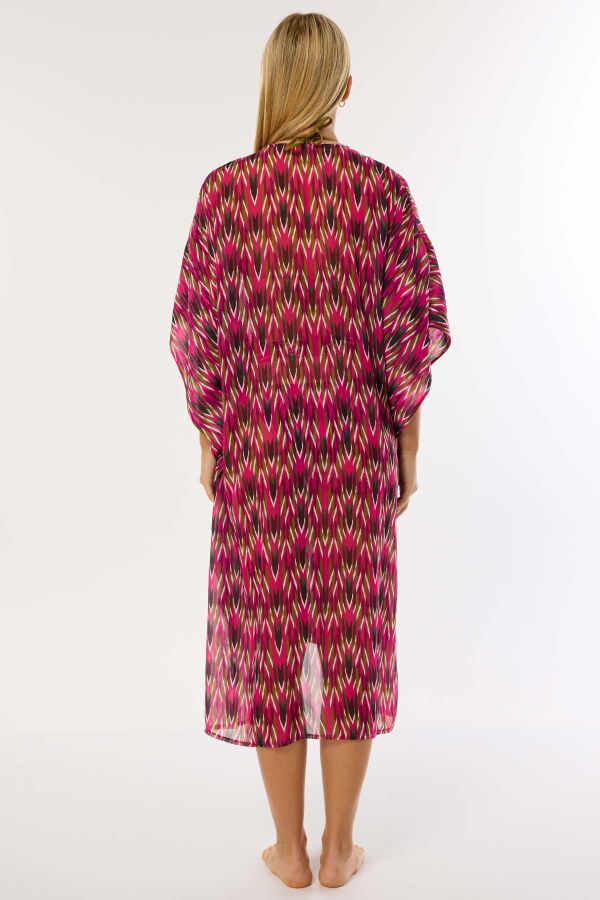 Ayyıldız 4800 Fuşya Desenli Plaj Elbisesi - 2