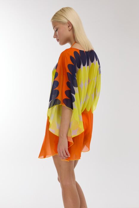 Ayyıldız 4802 Sarı Desenli Plaj Elbisesi - AYYILDIZ (1)