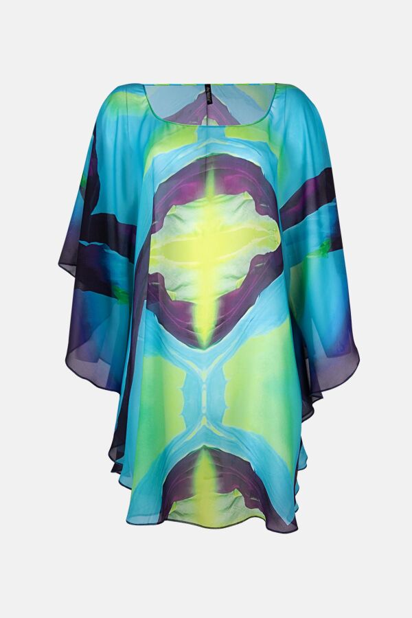 Ayyıldız 4802 Mavi Yeşil Desenli Plaj Elbisesi - 3