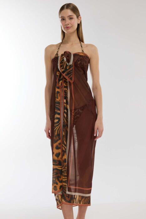 Ayyıldız 4804 Kahve Leopar Desenli Pareo - AYYILDIZ