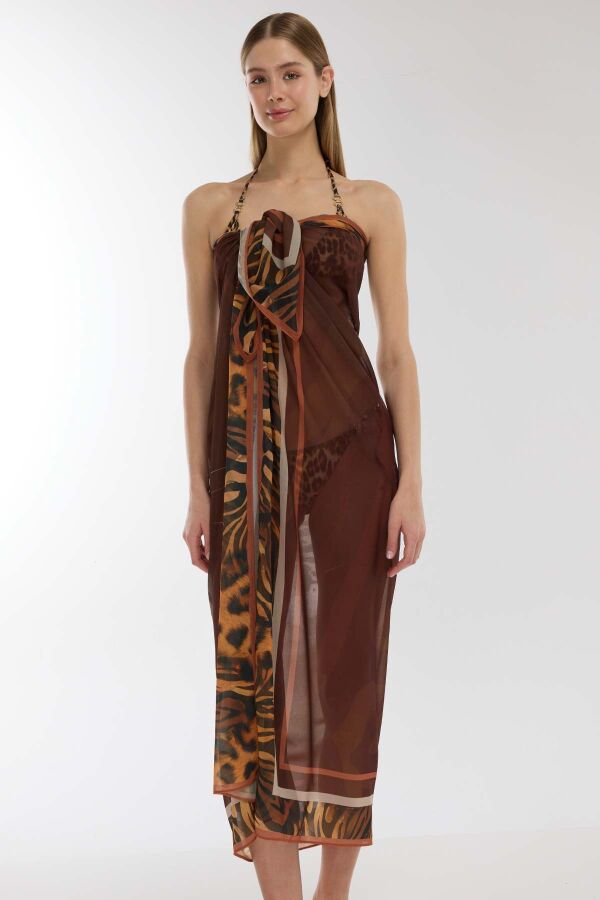 Ayyıldız 4804 Kahve Leopar Desenli Pareo - 1