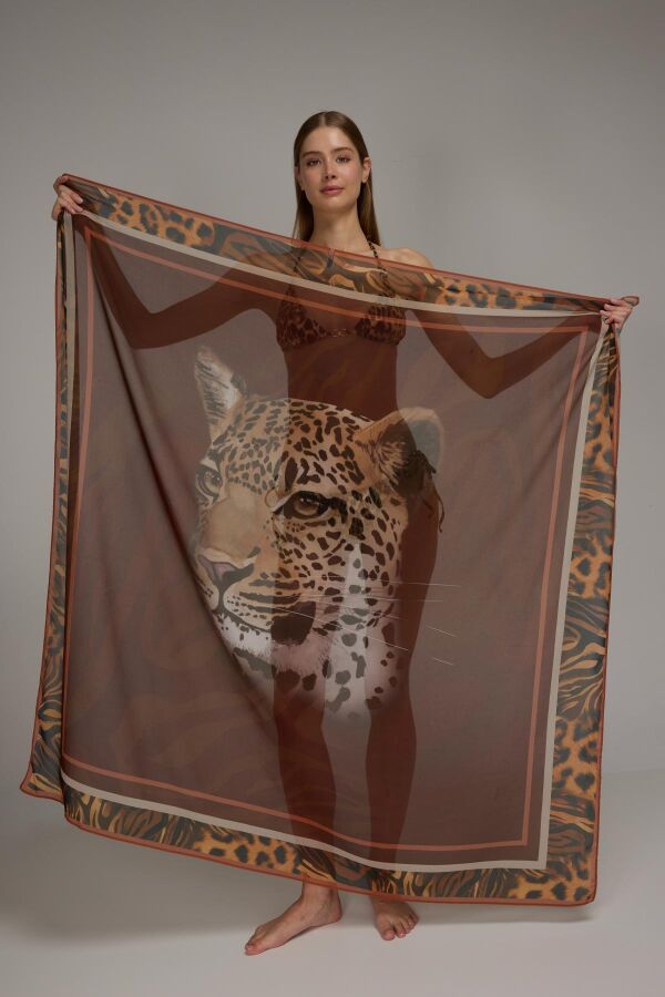 Ayyıldız 4804 Kahve Leopar Desenli Pareo - 2