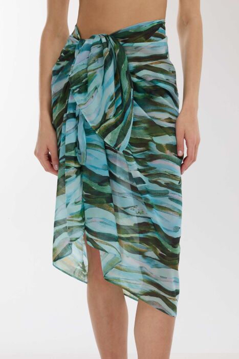 Ayyıldız 4804 Mavi Yeşil Desenli Pareo - (1)