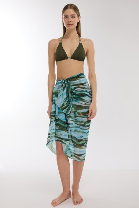 Ayyıldız 4804 Mavi Yeşil Desenli Pareo - 