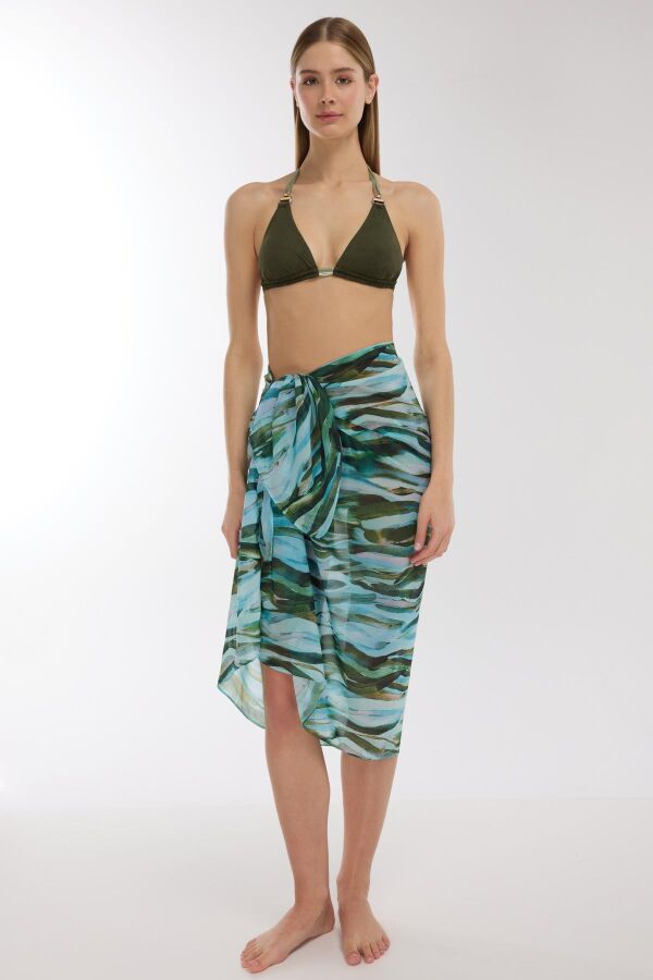 Ayyıldız 4804 Mavi Yeşil Desenli Pareo - 1