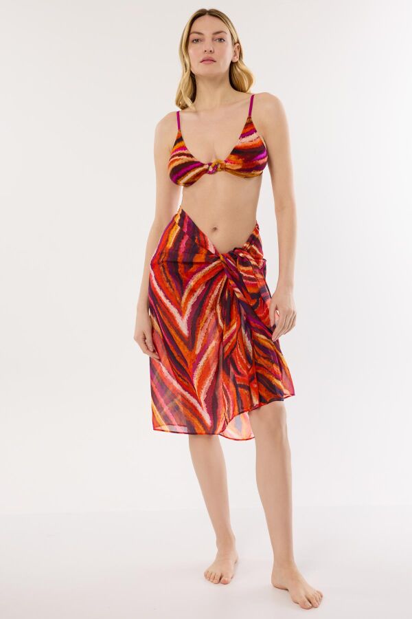 Ayyıldız 4804 Turuncu Mor Desenli Pareo - 1