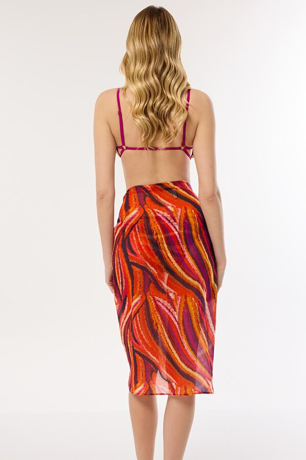 Ayyıldız 4804 Turuncu Mor Desenli Pareo - 2