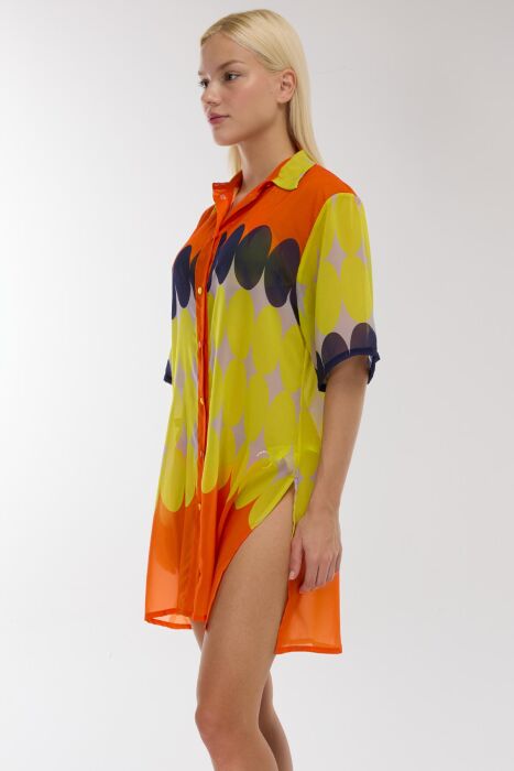 Ayyıldız 4805 Sarı Desenli Plaj Elbisesi - AYYILDIZ (1)