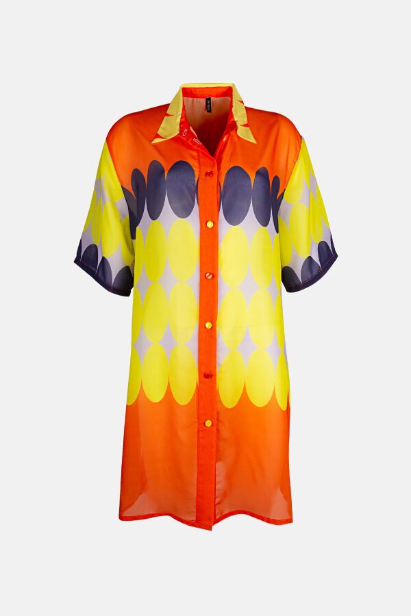 Ayyıldız 4805 Sarı Desenli Plaj Elbisesi - 4