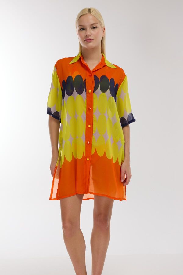 Ayyıldız 4805 Sarı Desenli Plaj Elbisesi - 1