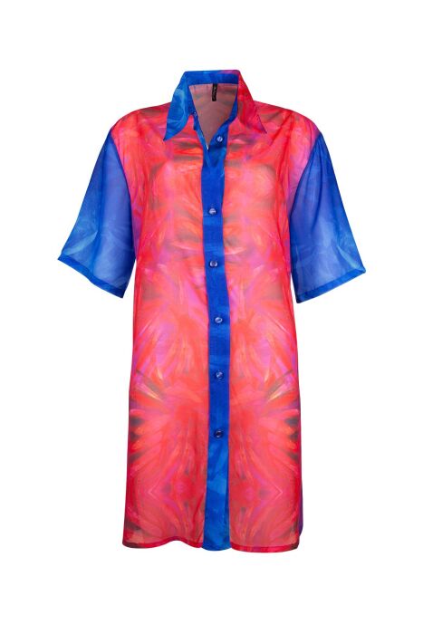 Ayyıldız 4805 Mor Fuşya Desenli Plaj Elbisesi - 3