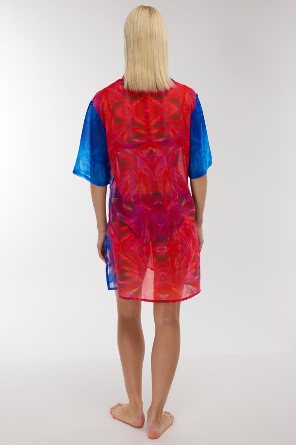 Ayyıldız 4805 Mor Fuşya Desenli Plaj Elbisesi - 2