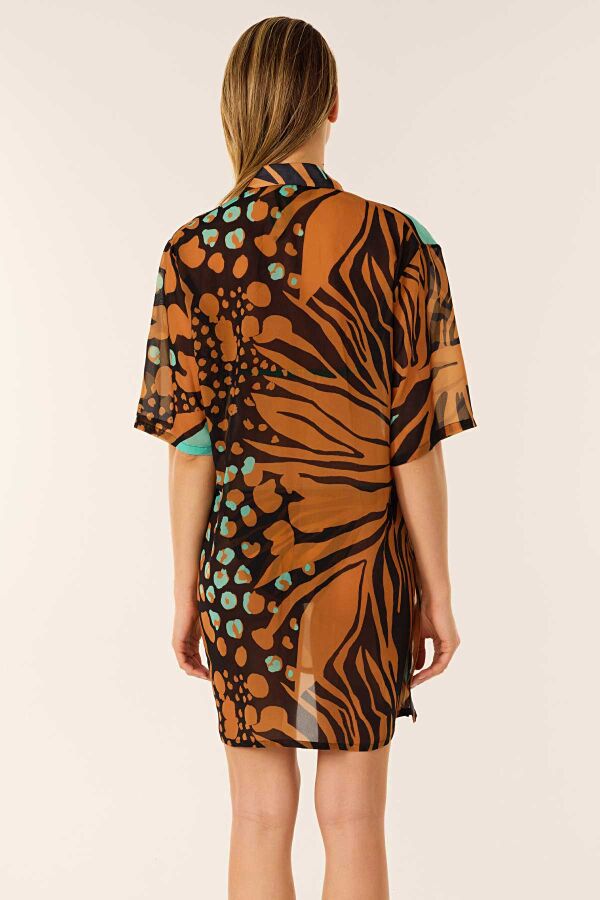 Ayyıldız 4805 Kahve Desenli Plaj Elbisesi - 2