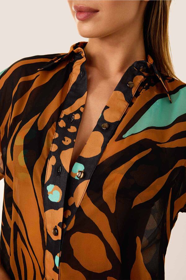 Ayyıldız 4805 Kahve Desenli Plaj Elbisesi - 3