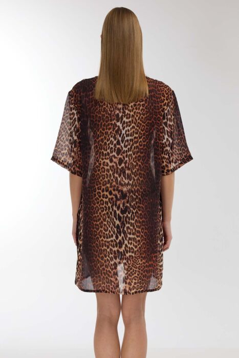 Ayyıldız 4805 Kahverengi Leopar Plaj Elbisesi - 3
