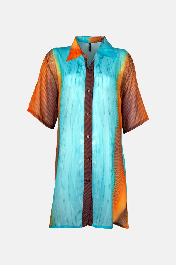 Ayyıldız 4805 Kahve Mavi Desenli Plaj Elbisesi - 3