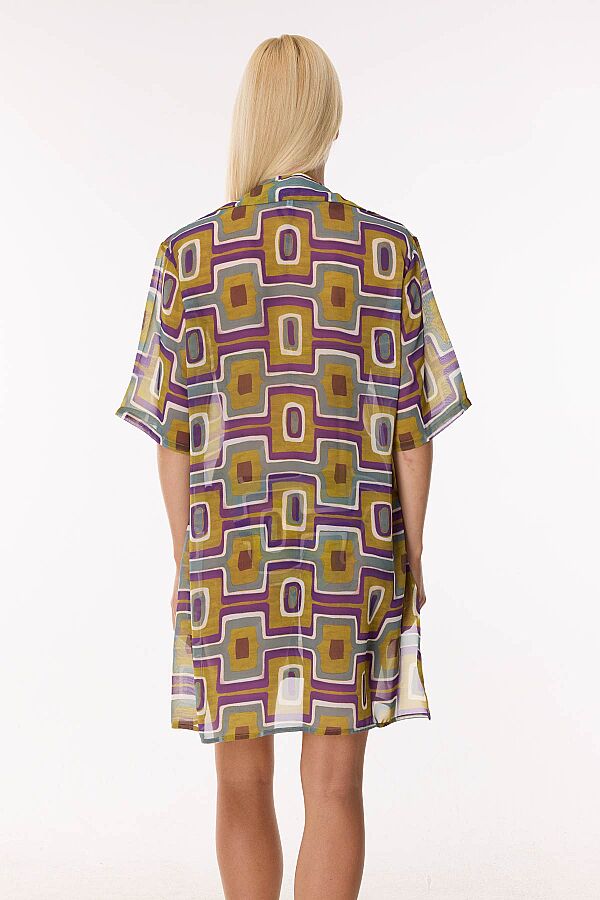 Ayyıldız 4805 Sarı Mor Gömlek Yaka Plaj Elbisesi - 2