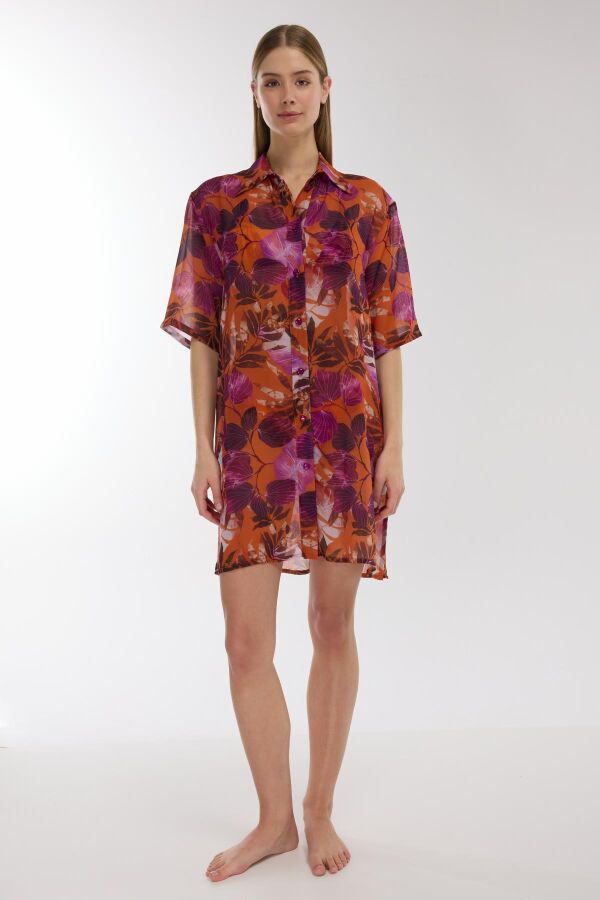 Ayyıldız 4805 Pembe Turuncu Plaj Elbisesi - 1