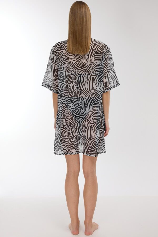 Ayyıldız 4805 Siyah Beyaz Desenli Plaj Elbisesi - 3