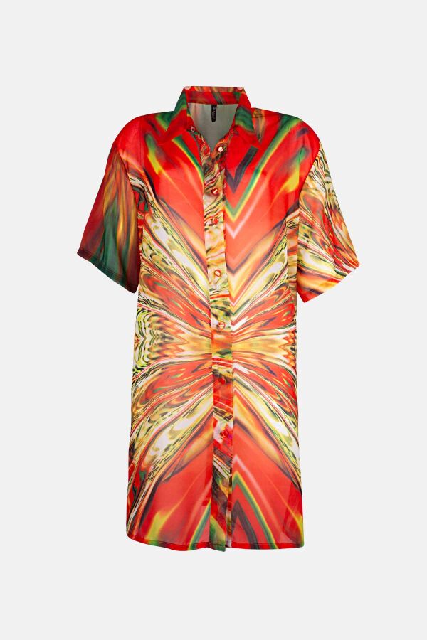 Ayyıldız 4805 Turuncu Desenli Plaj Elbisesi - 1