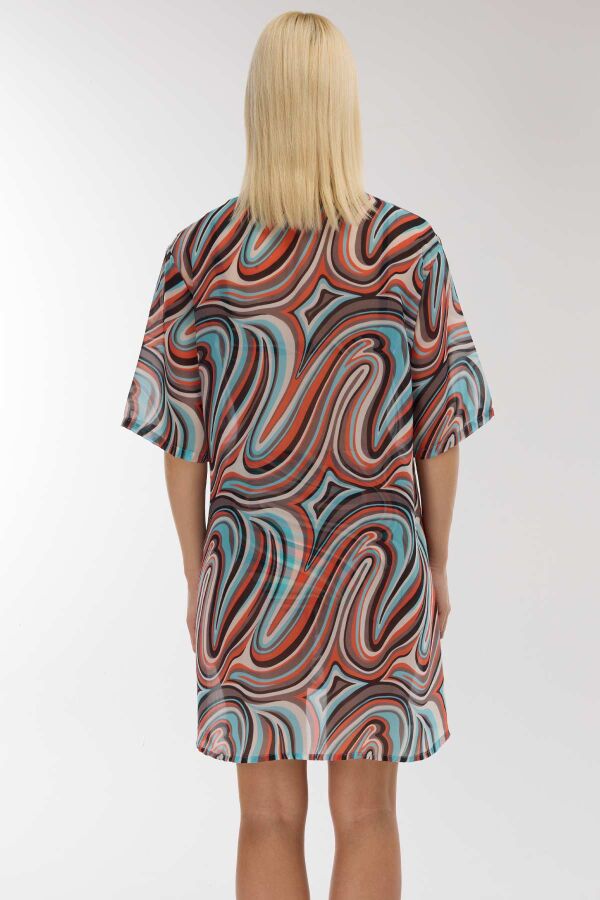 Ayyıldız 4805 Yeşil Desenli Plaj Elbisesi - 3